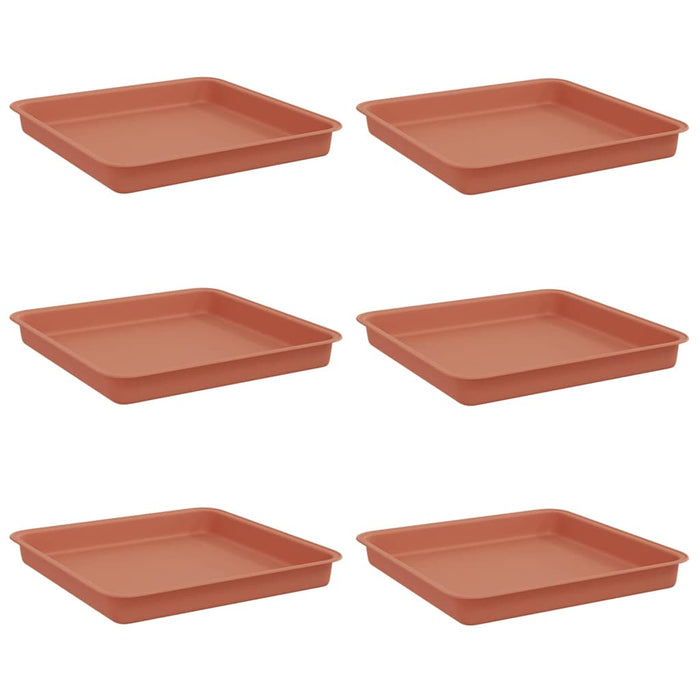 Tavă Pătrată pentru Flori 6 pcs Roșu cărămidă 18 x 18 x 2 cm - WALTI WALTI