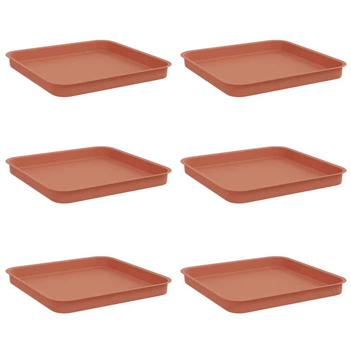 Tavă Pătrată pentru Flori 6 pcs Roșu cărămidă 21 x 21 x 2 cm - WALTI WALTI