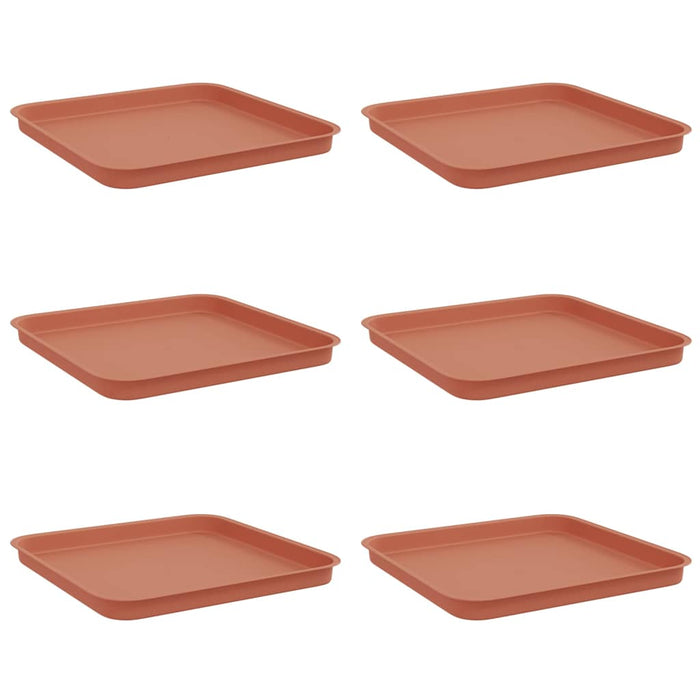 Tavă Pătrată pentru Flori 6 pcs Roșu cărămidă 32 x 32 x 2,5 cm - WALTI WALTI