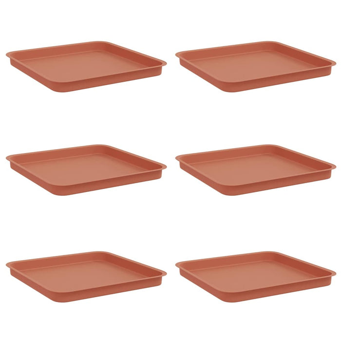 Tavă Pătrată pentru Flori 6 pcs Roșu cărămidă 36 x 36 x 2.5 cm - WALTI WALTI