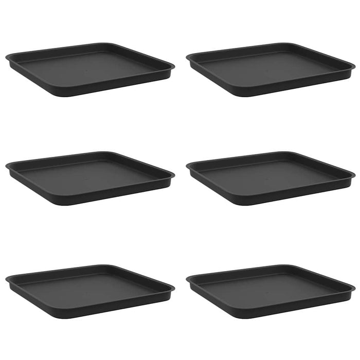 Tavă Pătrată pentru Flori 6 pcs Negru 32 x 32 x 2,5 cm Plastic - WALTI WALTI