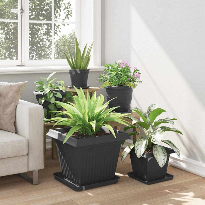 Tavă Pătrată pentru Flori 6 pcs Negru 36 x 36 x 2.5 cm Plastic - WALTI WALTI