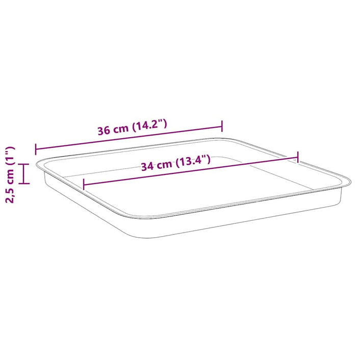 Tavă Pătrată pentru Flori 6 pcs Negru 36 x 36 x 2.5 cm Plastic - WALTI WALTI