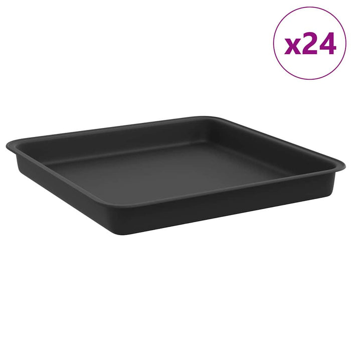 Tavă Pătrată pentru Flori 24 pcs Negru 18 x 18 x 2 cm Plastic - WALTI WALTI