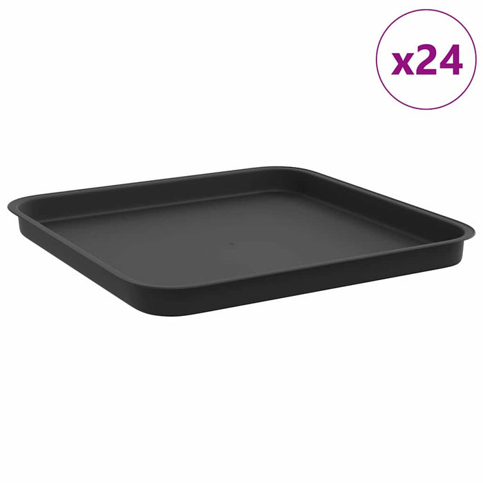 Tavă Pătrată pentru Flori 24 pcs Negru 32 x 32 x 2,5 cm Plastic - WALTI WALTI