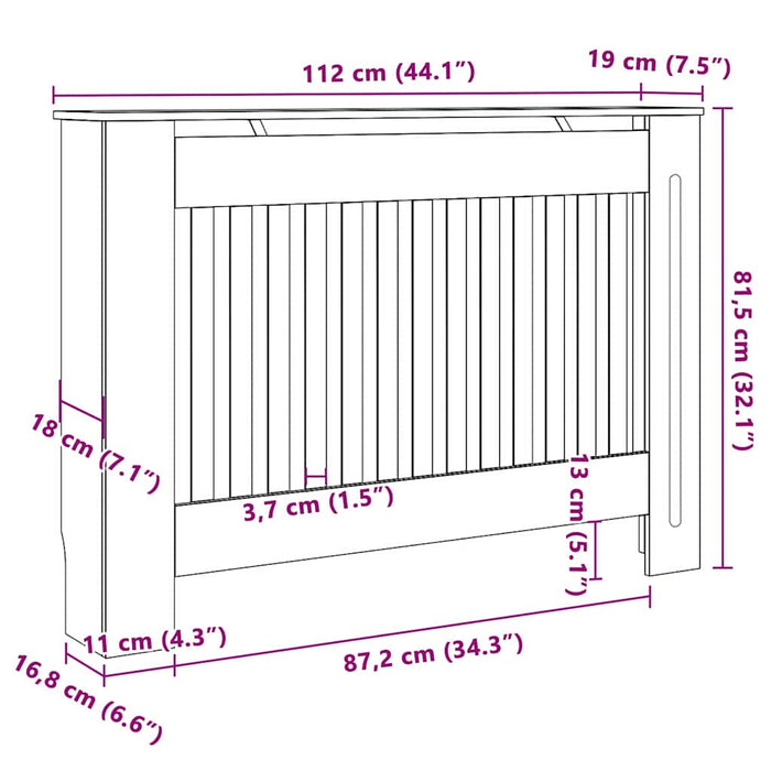 Capac pentru radiator 2 pcs Gri 112 x 19 x 81,5cm Lemn compozit - WALTI WALTI