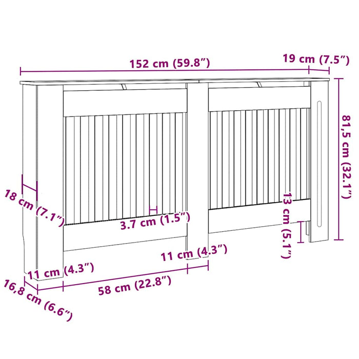 Capac pentru radiator 2 pcs Stejar Sonoma 152 x 19 x 81,5cm - WALTI WALTI