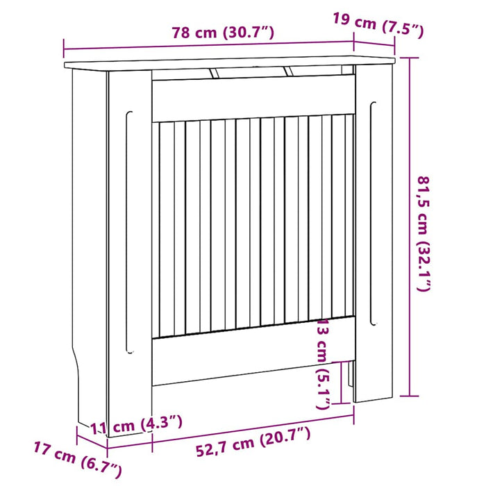 Capac pentru radiator Negru 78 x 19 x 81,5cm Lemn compozit - WALTI WALTI