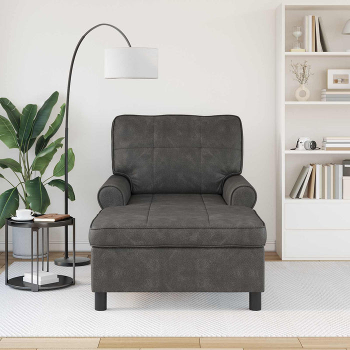 șezlong de relaxare cu pernă Negru 91 x 157 x 91 cm PU antic - WALTI WALTI