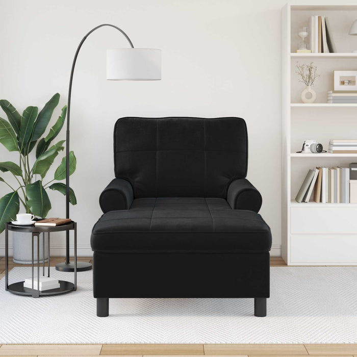 șezlong de relaxare cu pernă Negru 91 x 157 x 91 cm Catifea - WALTI WALTI