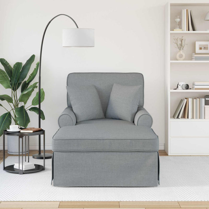 Chaise Lounge cu fustă Gri deschis 91 x 157 x 91 cm țesătură - WALTI WALTI