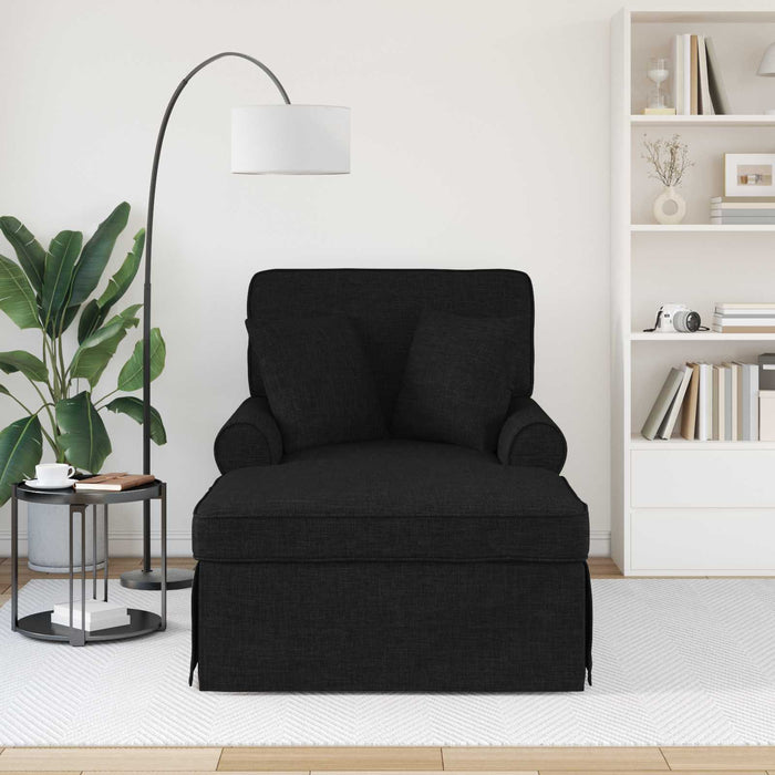 Chaise Lounge cu fustă cu pernă Negru 91 x 157 x 91 cm țesătură - WALTI WALTI