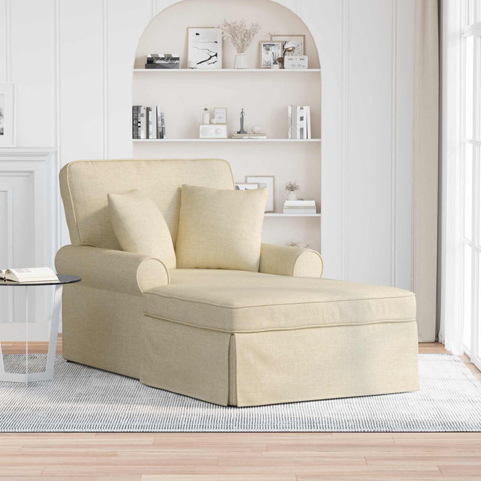 Chaise Lounge cu fustă cu pernă Crem 91 x 157 x 91 cm țesătură - WALTI WALTI