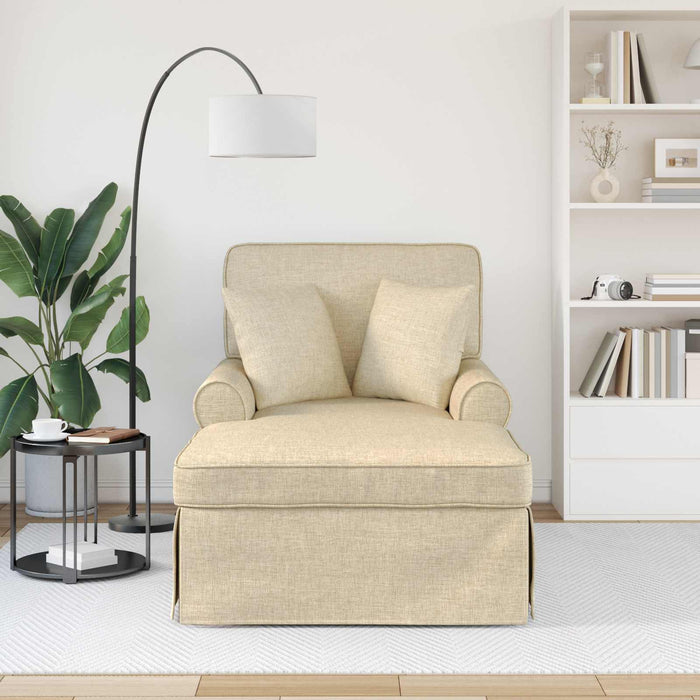 Chaise Lounge cu fustă cu pernă Crem 91 x 157 x 91 cm țesătură - WALTI WALTI