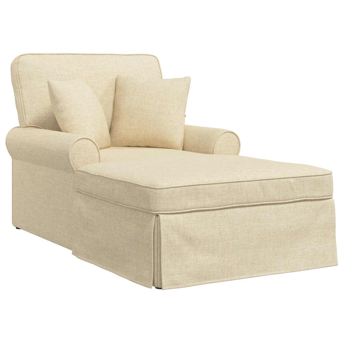 Chaise Lounge cu fustă cu pernă Crem 91 x 157 x 91 cm țesătură - WALTI WALTI
