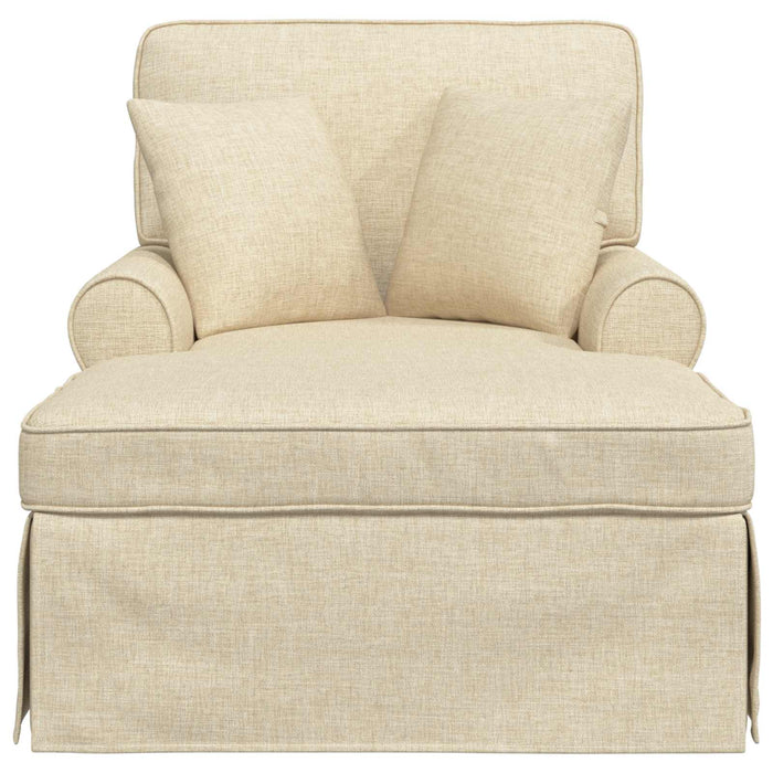 Chaise Lounge cu fustă cu pernă Crem 91 x 157 x 91 cm țesătură - WALTI WALTI