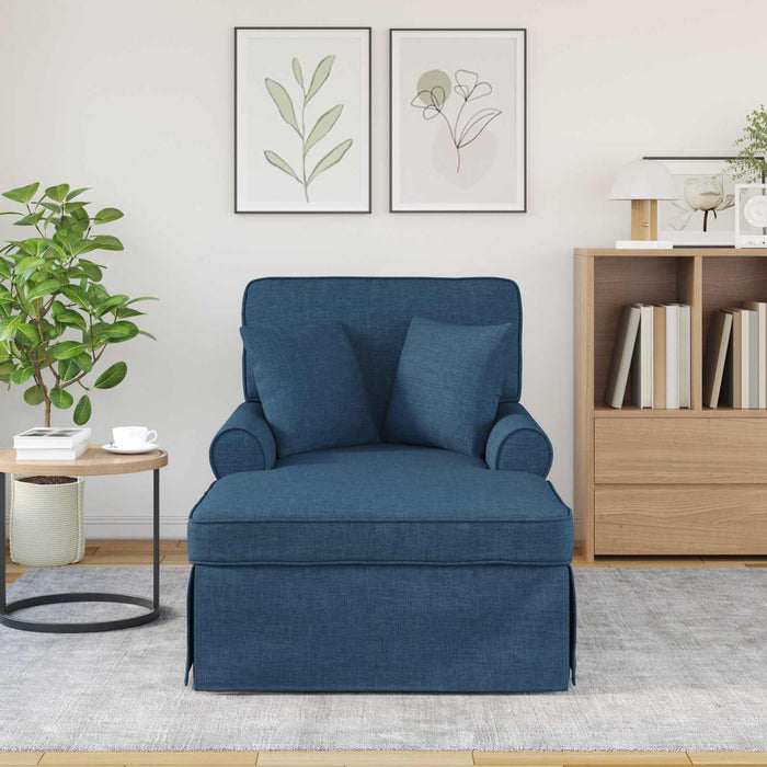 Chaise Lounge cu fustă albastru 91 x 157 x 91 cm țesătură - WALTI WALTI