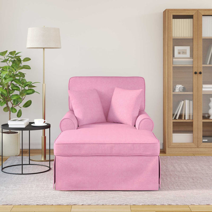 Chaise Lounge cu fustă cu pernă Roz 91 x 157 x 91 cm țesătură - WALTI WALTI