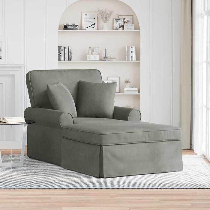 Chaise Lounge cu fustă 3 pcs Gri deschis Țesătură din corduroy - WALTI WALTI