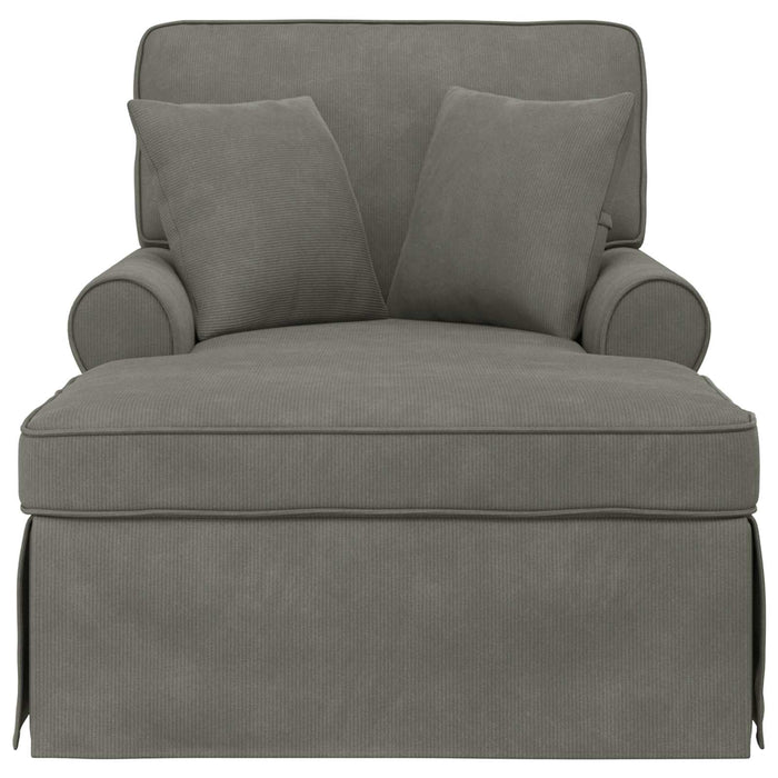 Chaise Lounge cu fustă 3 pcs Gri deschis Țesătură din corduroy - WALTI WALTI