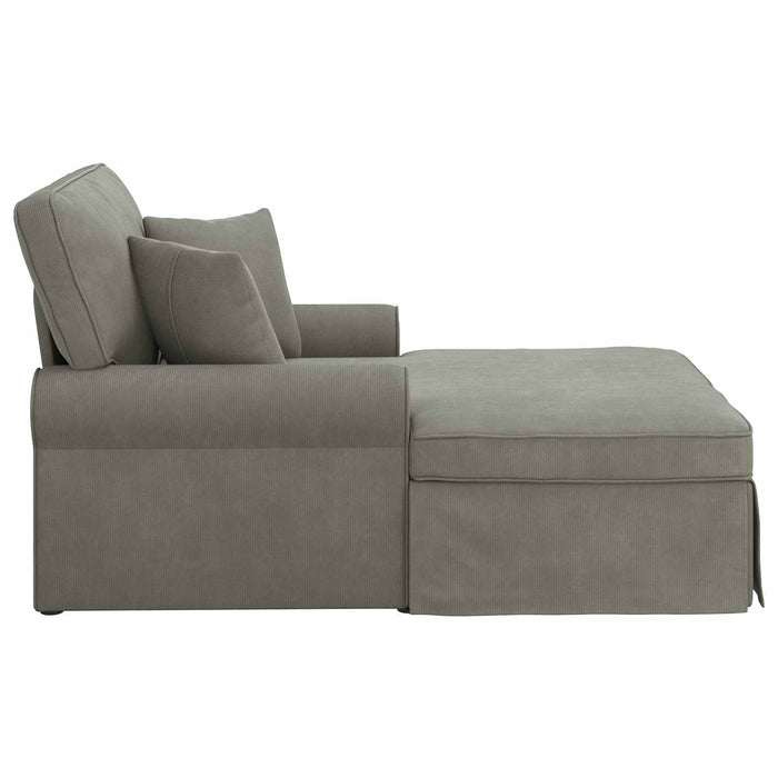Chaise Lounge cu fustă 3 pcs Gri deschis Țesătură din corduroy - WALTI WALTI
