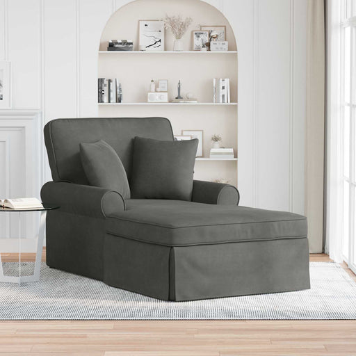 Chaise Lounge cu fustă 3 pcs Gri închis Țesătură din corduroy - WALTI WALTI