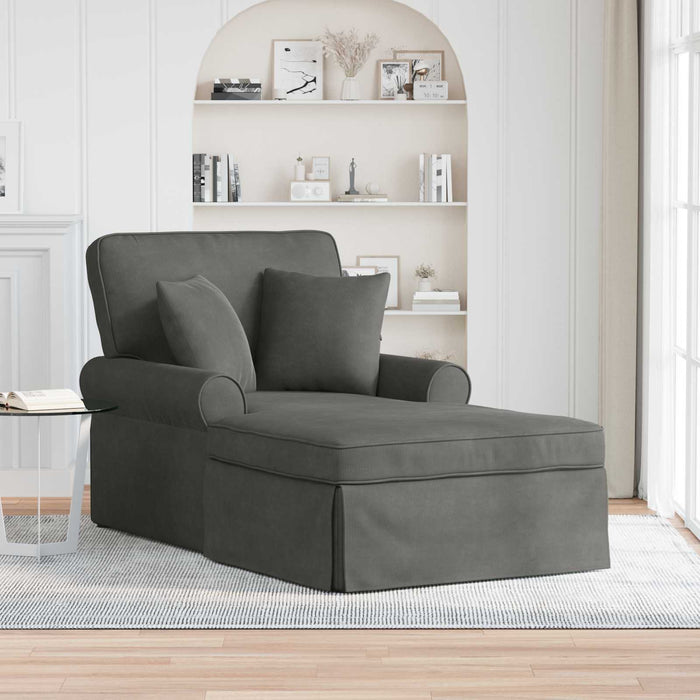 Chaise Lounge cu fustă 3 pcs Gri închis Țesătură din corduroy - WALTI WALTI