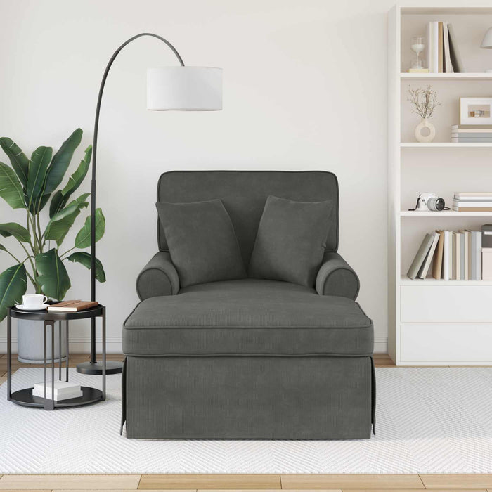 Chaise Lounge cu fustă 3 pcs Gri închis Țesătură din corduroy - WALTI WALTI