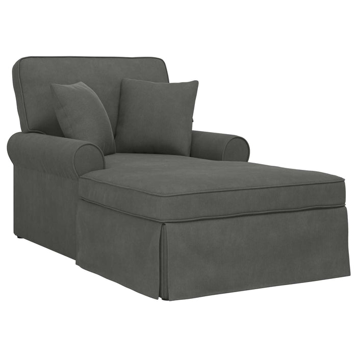 Chaise Lounge cu fustă 3 pcs Gri închis Țesătură din corduroy - WALTI WALTI