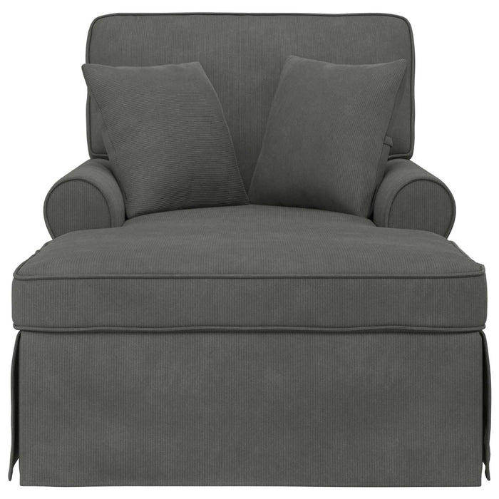 Chaise Lounge cu fustă 3 pcs Gri închis Țesătură din corduroy - WALTI WALTI