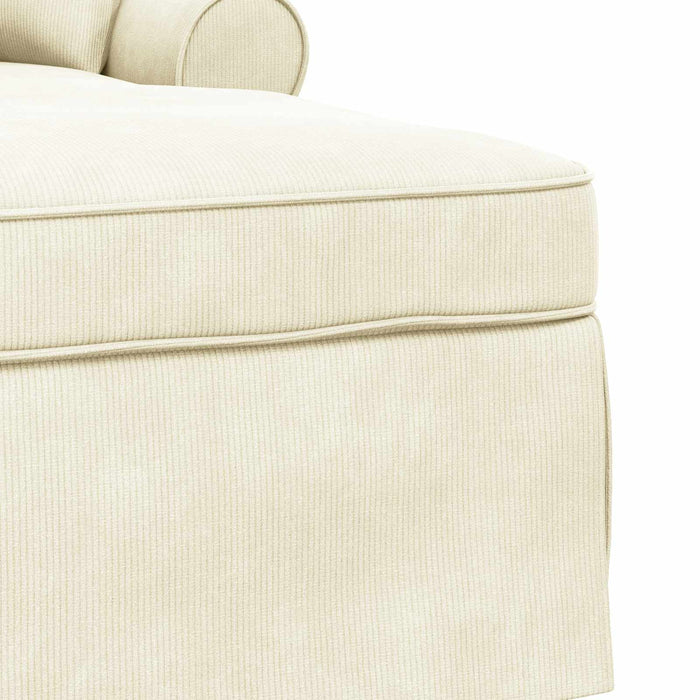 Chaise Lounge cu fustă 3 pcs Crem Țesătură din corduroy - WALTI WALTI