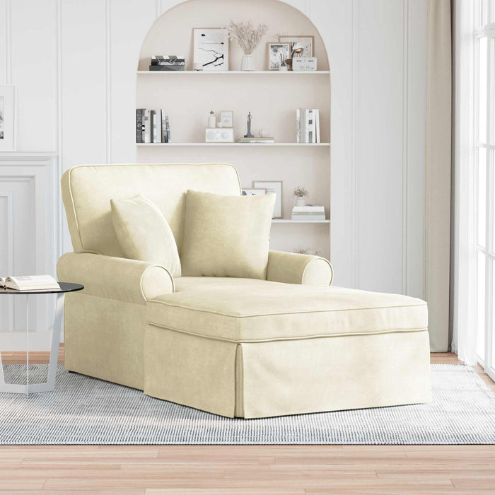 Chaise Lounge cu fustă 3 pcs Crem Țesătură din corduroy - WALTI WALTI