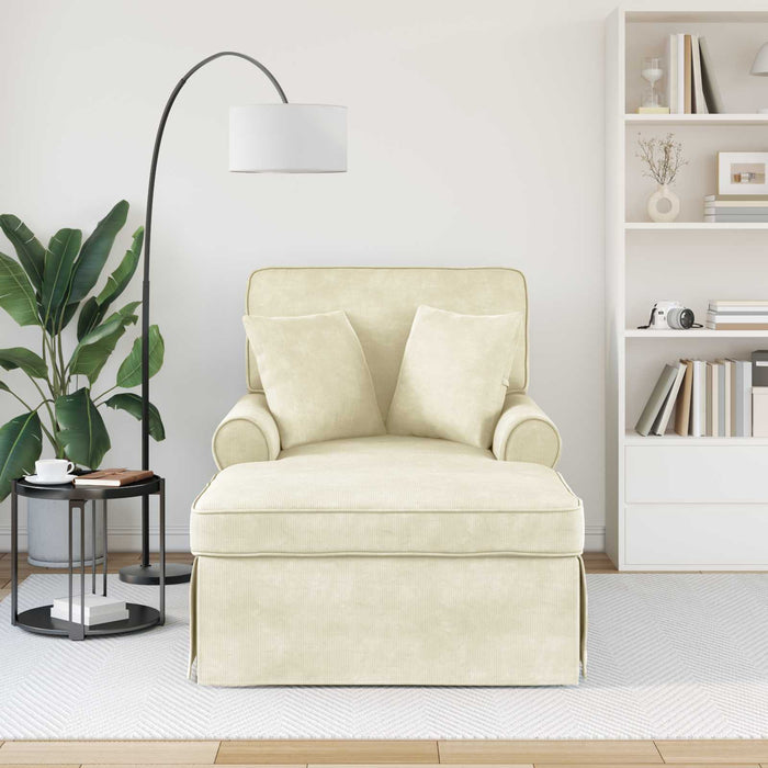 Chaise Lounge cu fustă 3 pcs Crem Țesătură din corduroy - WALTI WALTI