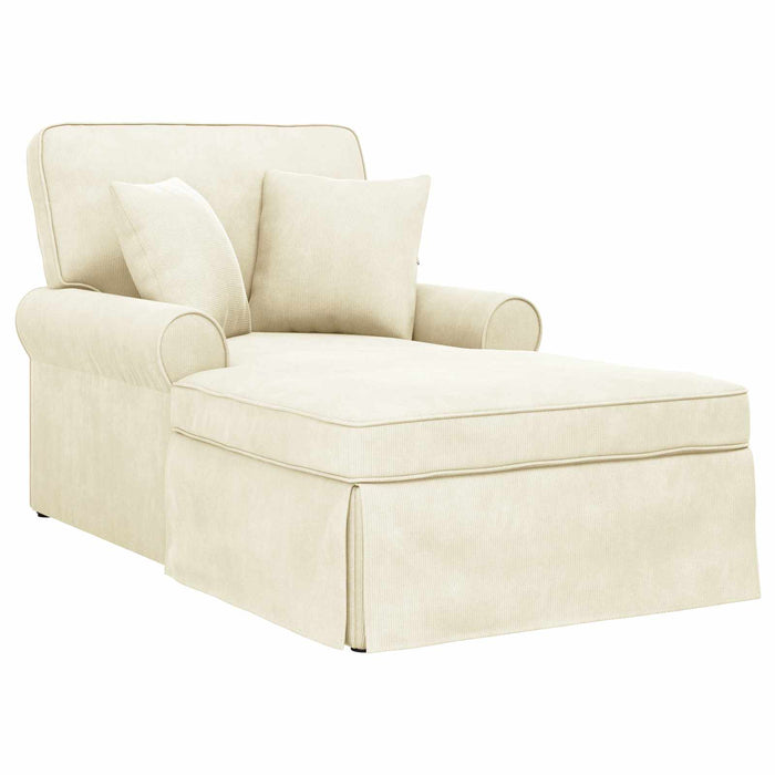 Chaise Lounge cu fustă 3 pcs Crem Țesătură din corduroy - WALTI WALTI