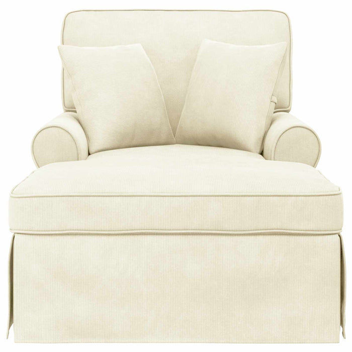 Chaise Lounge cu fustă 3 pcs Crem Țesătură din corduroy - WALTI WALTI