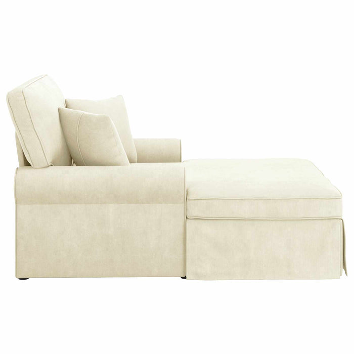 Chaise Lounge cu fustă 3 pcs Crem Țesătură din corduroy - WALTI WALTI