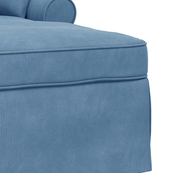 Chaise Lounge cu fustă 3 pcs albastru Țesătură din corduroy - WALTI WALTI