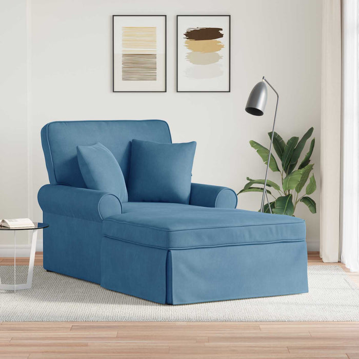 Chaise Lounge cu fustă 3 pcs albastru Țesătură din corduroy - WALTI WALTI