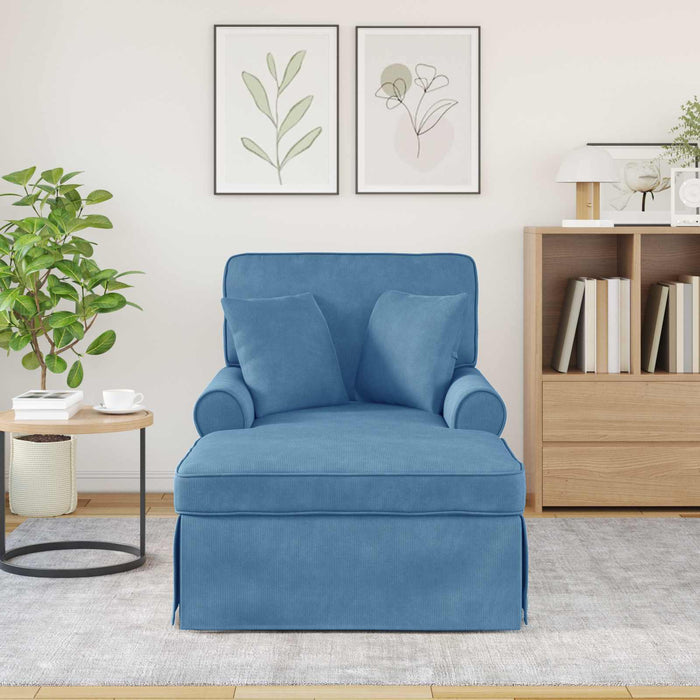Chaise Lounge cu fustă 3 pcs albastru Țesătură din corduroy - WALTI WALTI