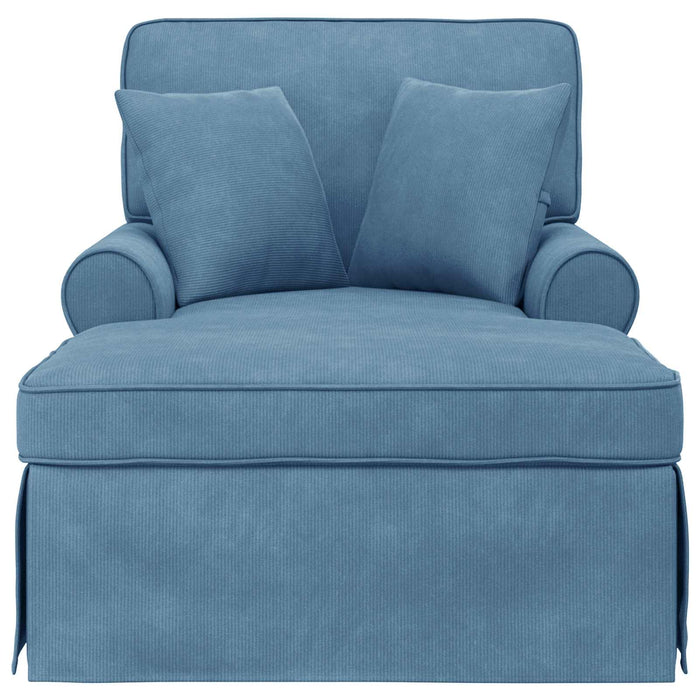 Chaise Lounge cu fustă 3 pcs albastru Țesătură din corduroy - WALTI WALTI