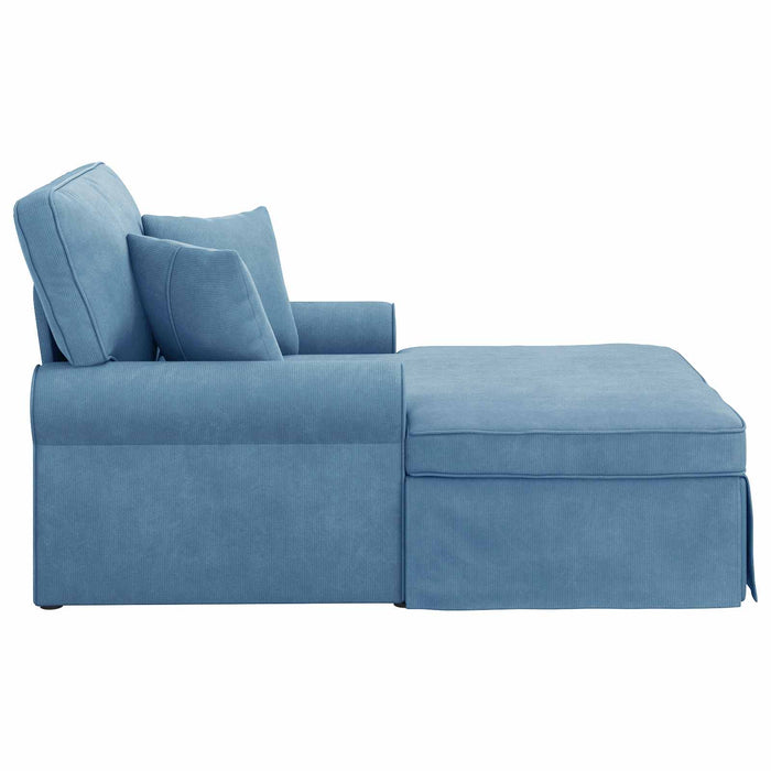 Chaise Lounge cu fustă 3 pcs albastru Țesătură din corduroy - WALTI WALTI