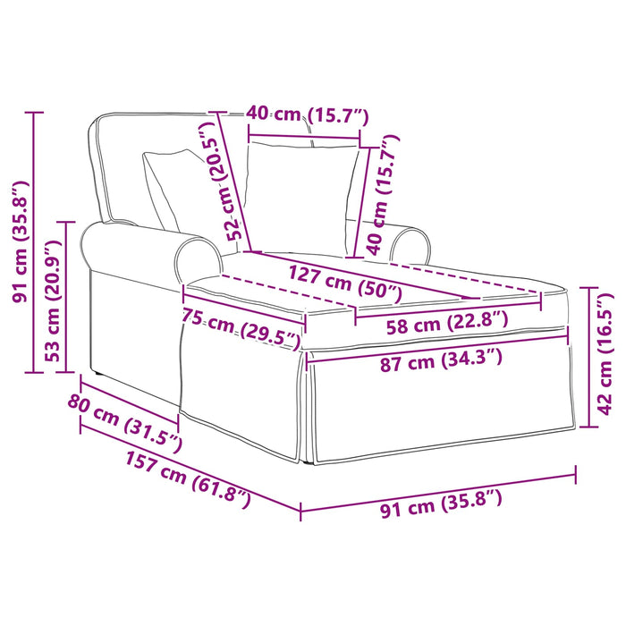 Chaise Lounge cu fustă 3 pcs albastru Țesătură din corduroy - WALTI WALTI