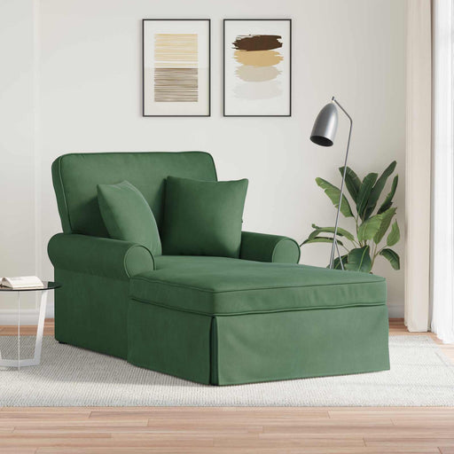 Chaise Lounge cu fustă 3 pcs Verde Junglă Țesătură din corduroy - WALTI WALTI