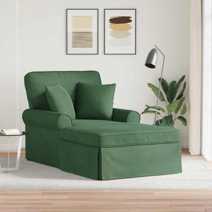 Chaise Lounge cu fustă 3 pcs Verde Junglă Țesătură din corduroy - WALTI WALTI