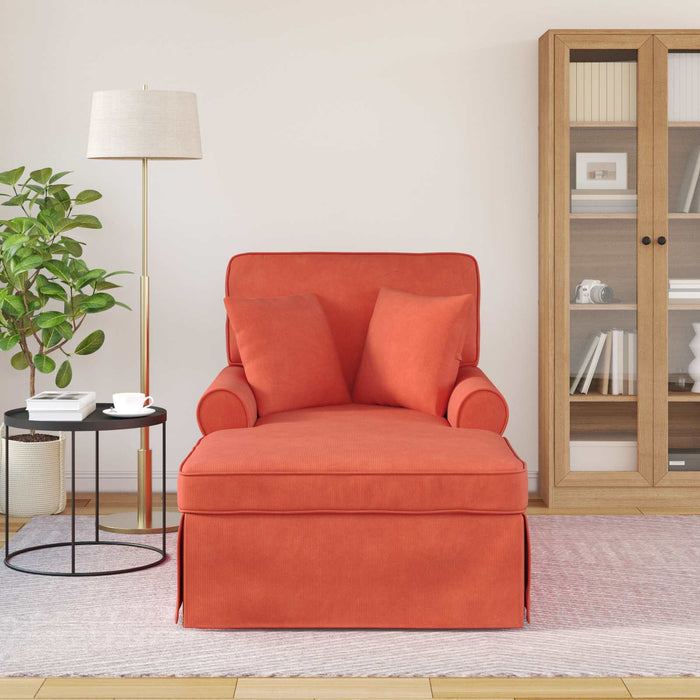 Chaise Lounge cu fustă cu pernă cu pernă 3 pcs Roșu portocalie - WALTI WALTI