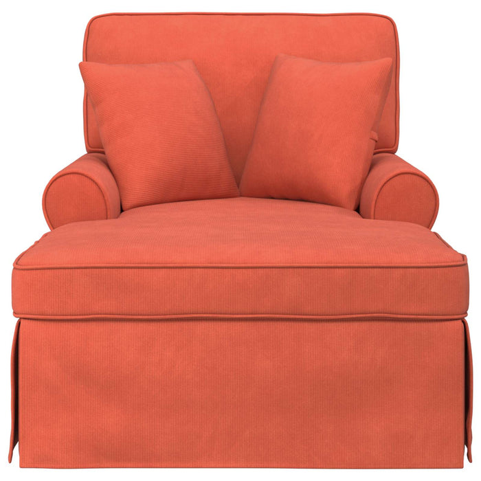 Chaise Lounge cu fustă cu pernă cu pernă 3 pcs Roșu portocalie - WALTI WALTI
