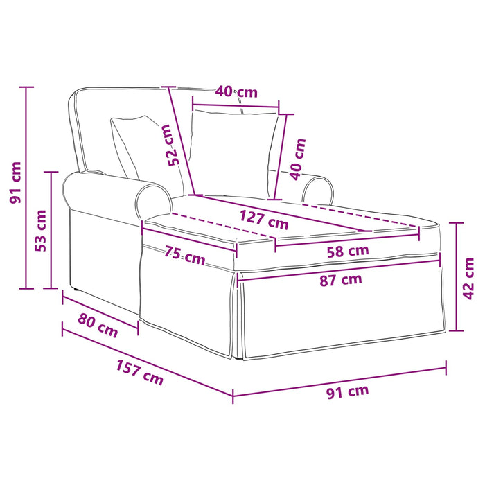 Chaise Lounge cu fustă cu pernă albastru 157 x 91 x 91 cm ARES WALTI