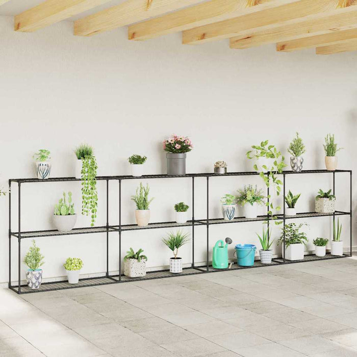 Stand pentru plante cu 3 niveluri Negru 400 x 32 x 104 cm Oțel - WALTI WALTI