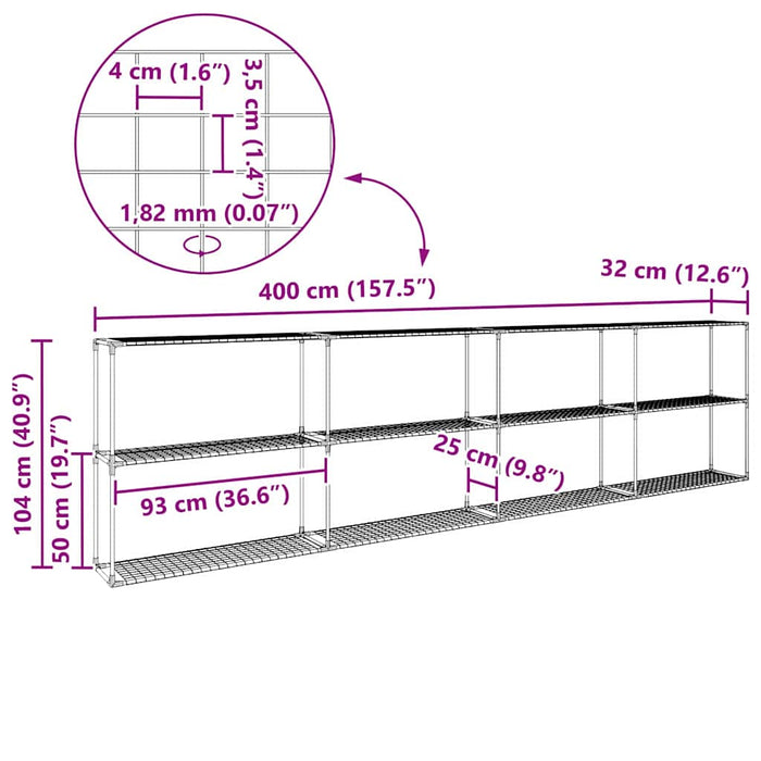 Stand pentru plante cu 3 niveluri Negru 400 x 32 x 104 cm Oțel - WALTI WALTI