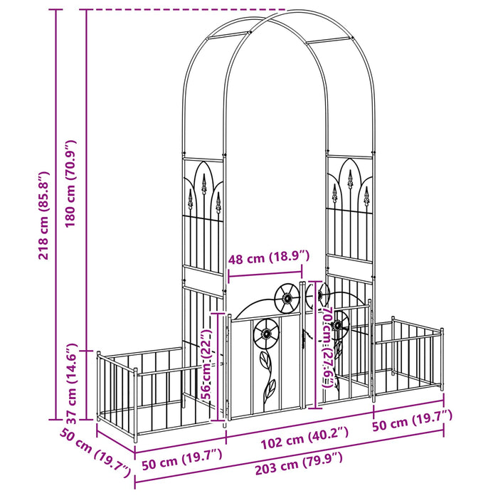 Arc de Grădină Simplu Negru 203 x 50 x 218 cm - WALTI WALTI